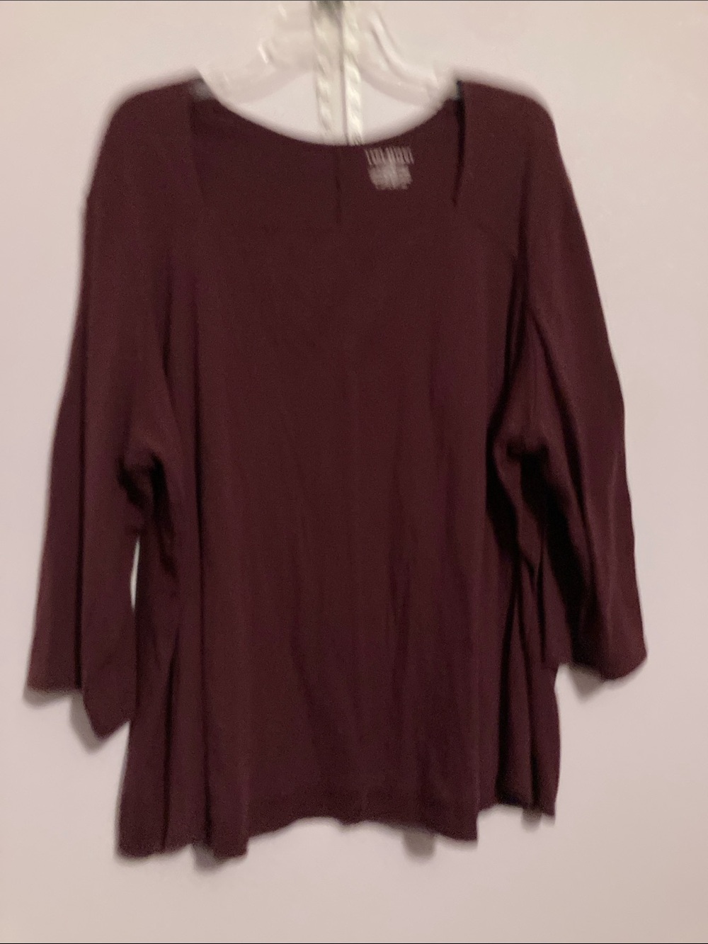 Lane Bryant Square Neck Long Sleeve Top in Burgundy